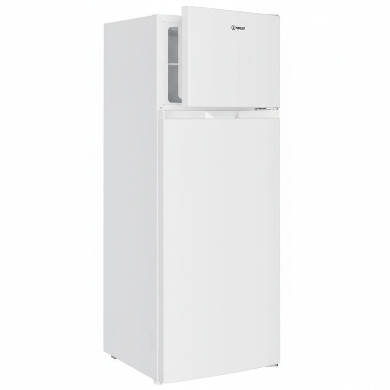 Réfrigérateur congélateur combiné INDESIT blanc 206L, format compact 55cm, éclairage LED