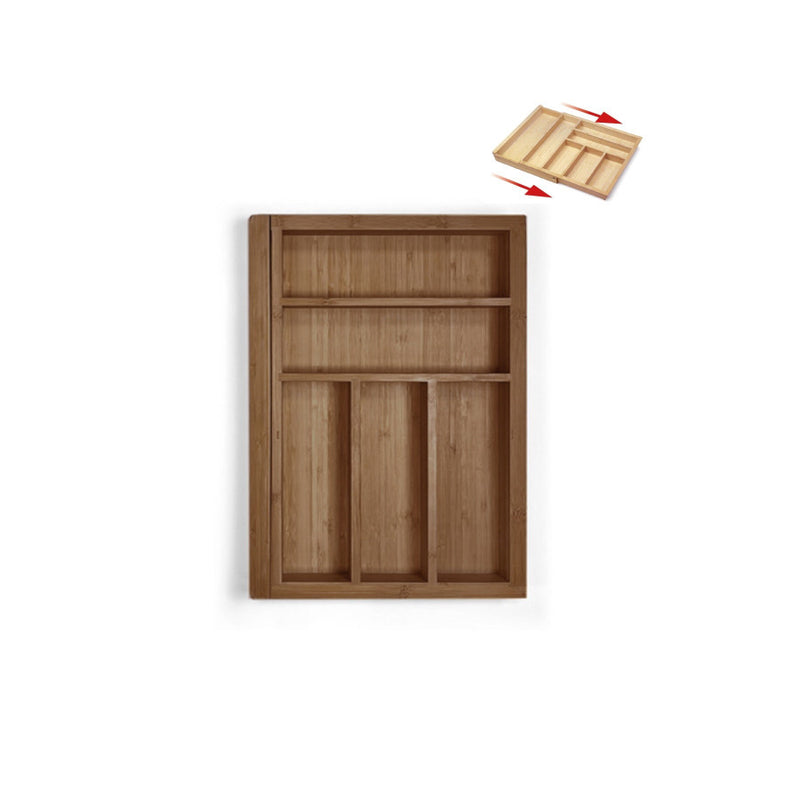 Range-couverts extensible bambou finition noyer, largeur réglable 305 à 525 mm pour tiroir 40-60 cm