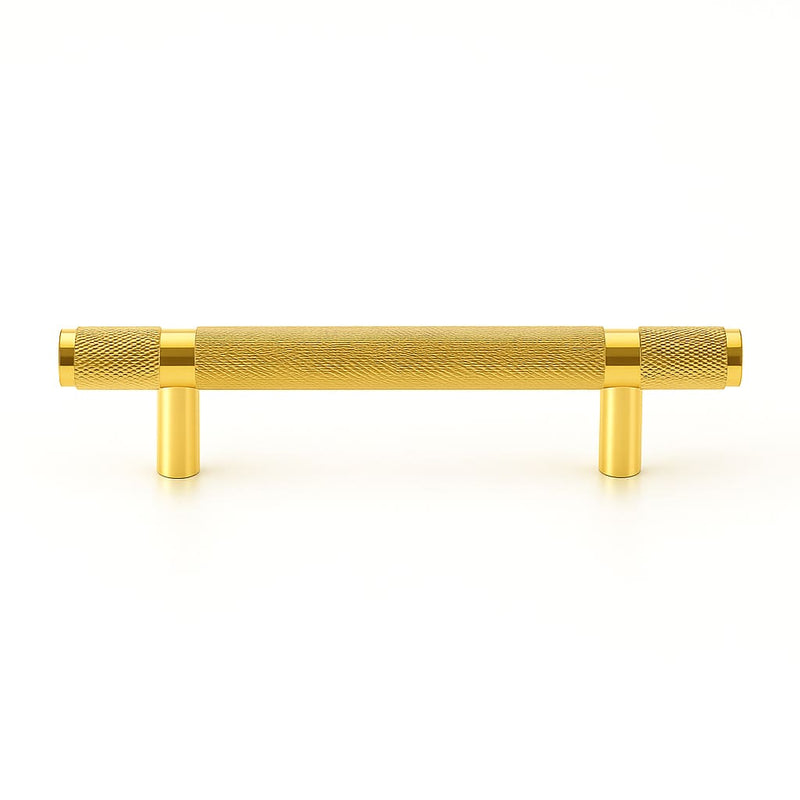 Poignée de meuble cuisine 243mm en métal doré brillant, finition contemporaine