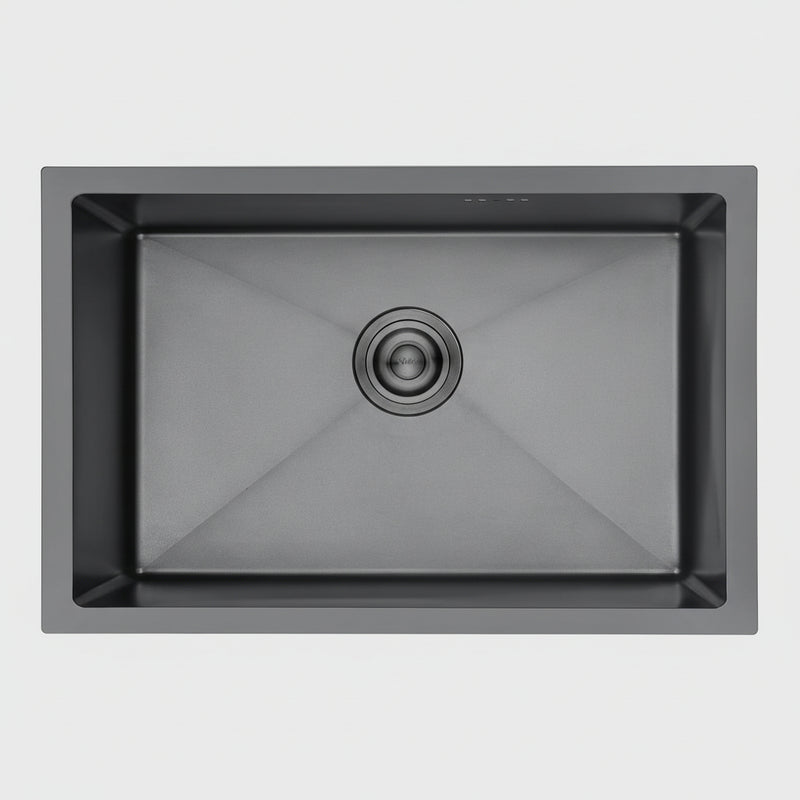 Évier cuisine 1 bac 70x44 cm inox noir encastrable, profondeur 20 cm, cuisine contemporaine