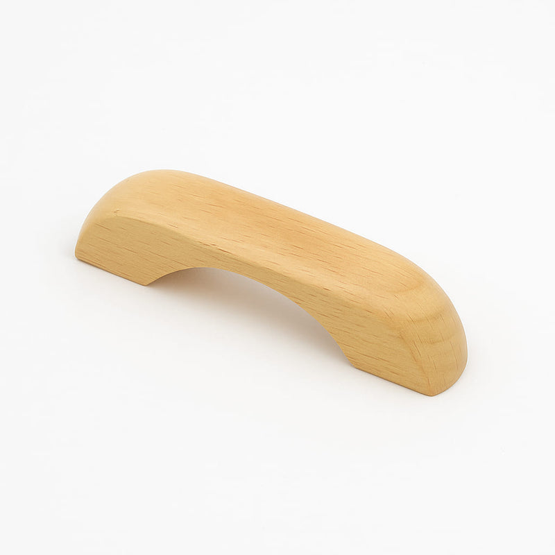 Poignée de meuble cuisine 100mm en bois clair, finition naturelle chaleureuse