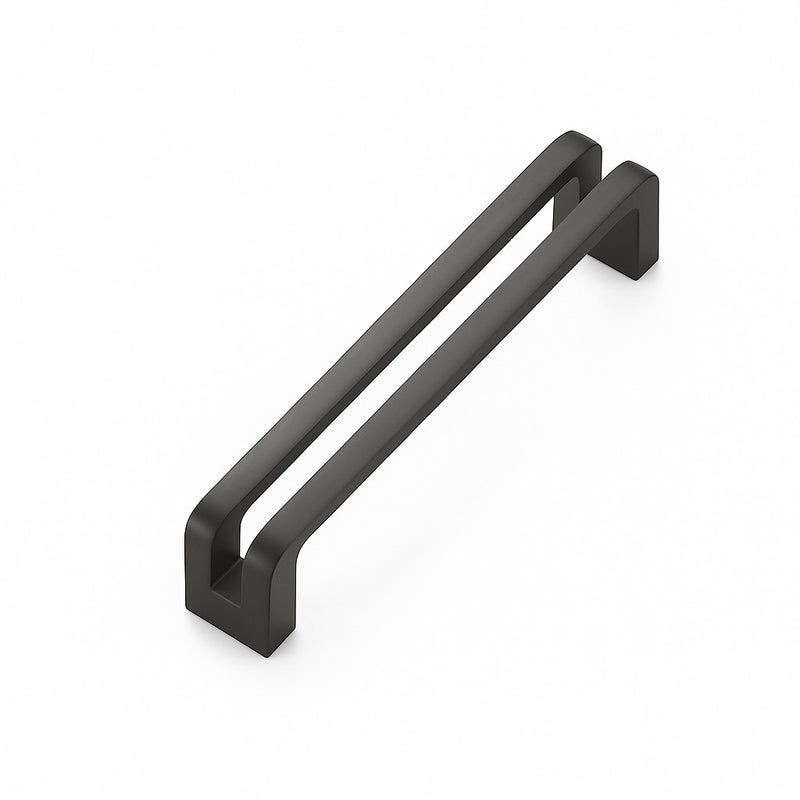 Poignée de meuble cuisine 105mm métal anthracite, finition mate contemporaine