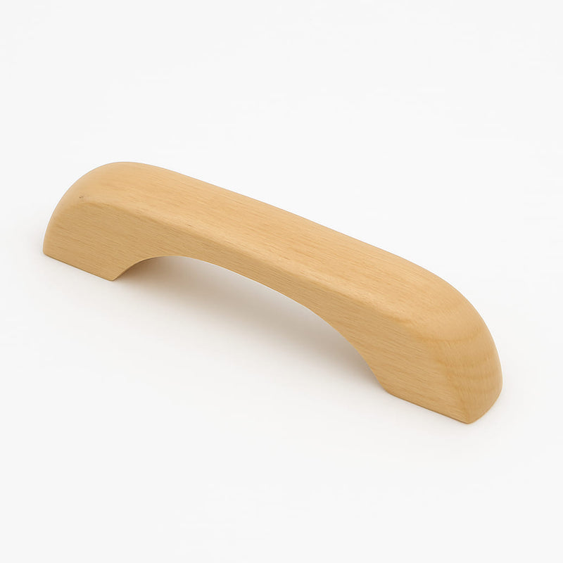 Poignée de meuble cuisine 130mm en bois clair, finition naturelle chaleureuse