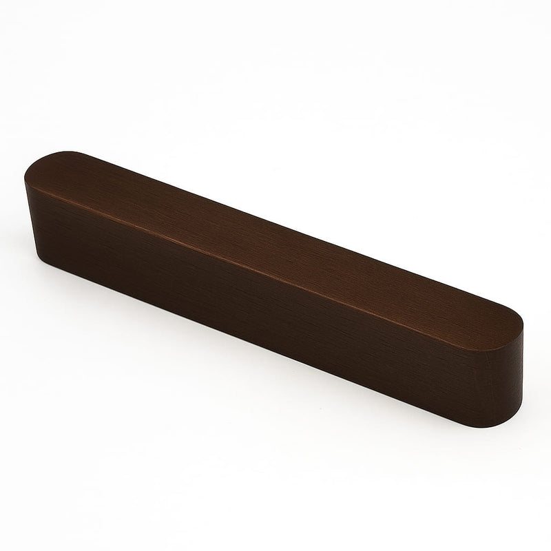 Poignée de cuisine 130mm en bois foncé, finition naturelle pour meuble sur mesure