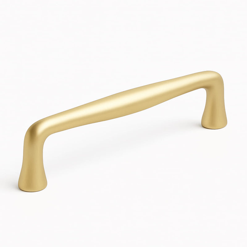 Poignée de meuble cuisine 140mm en métal doré mat, finition contemporaine