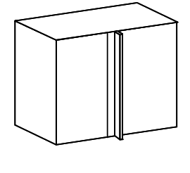 Caisson haut d'angle cuisine 90x90cm coloris gris mélaminé, fabrication française sur mesure