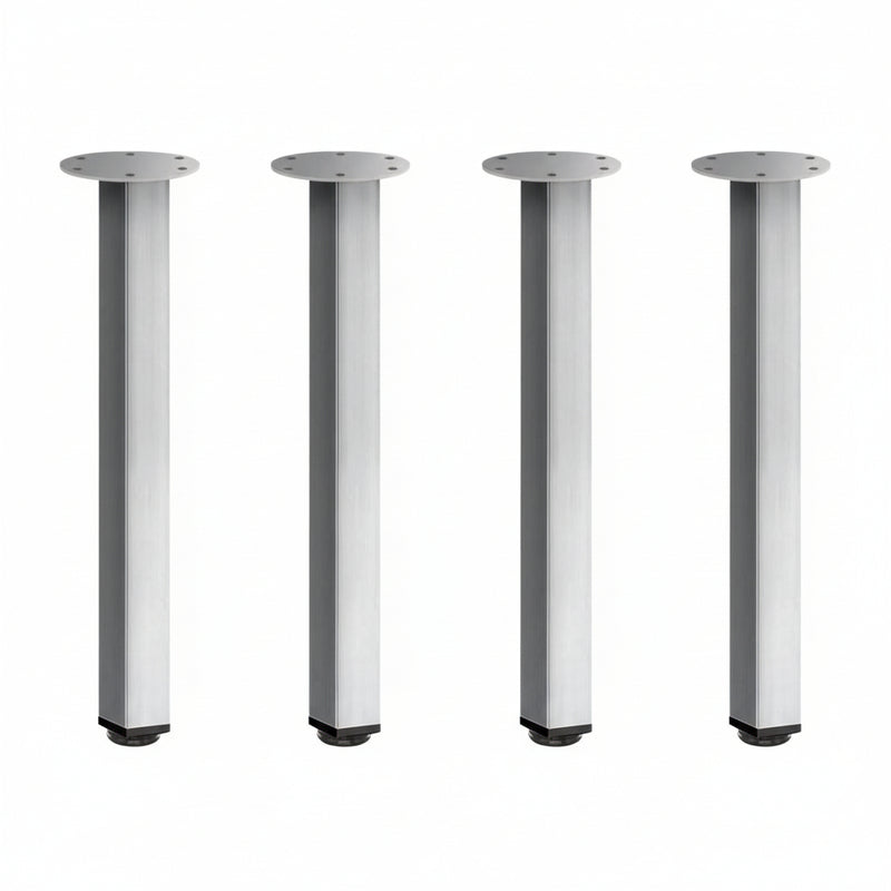 Pied de table tubulaire carré acier gris mat 60x60x710mm, vis incluses
