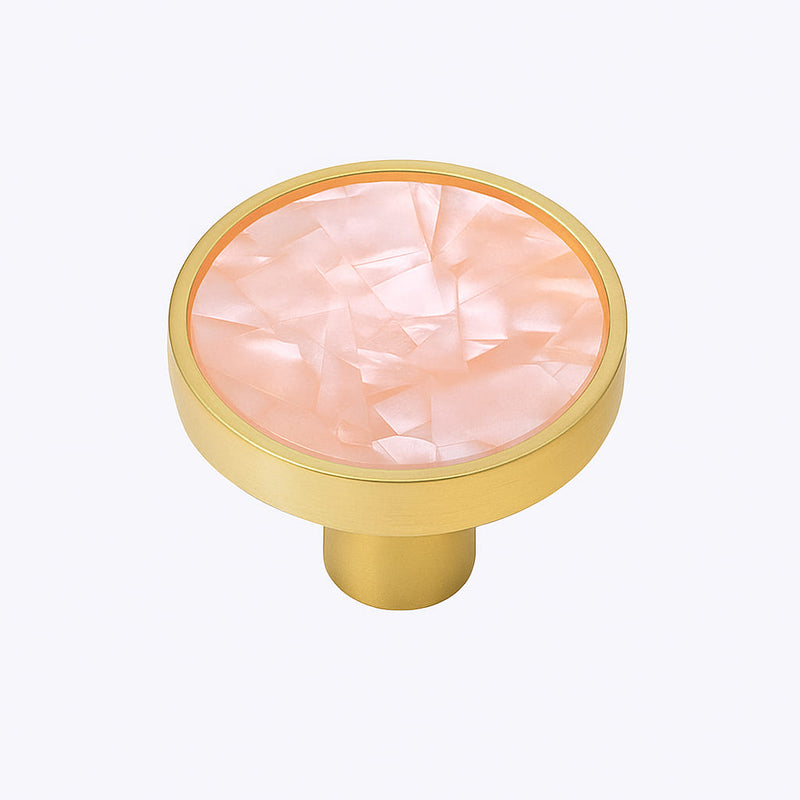 Poignée bouton 32mm métal doré et rose pour meuble de cuisine sur mesure