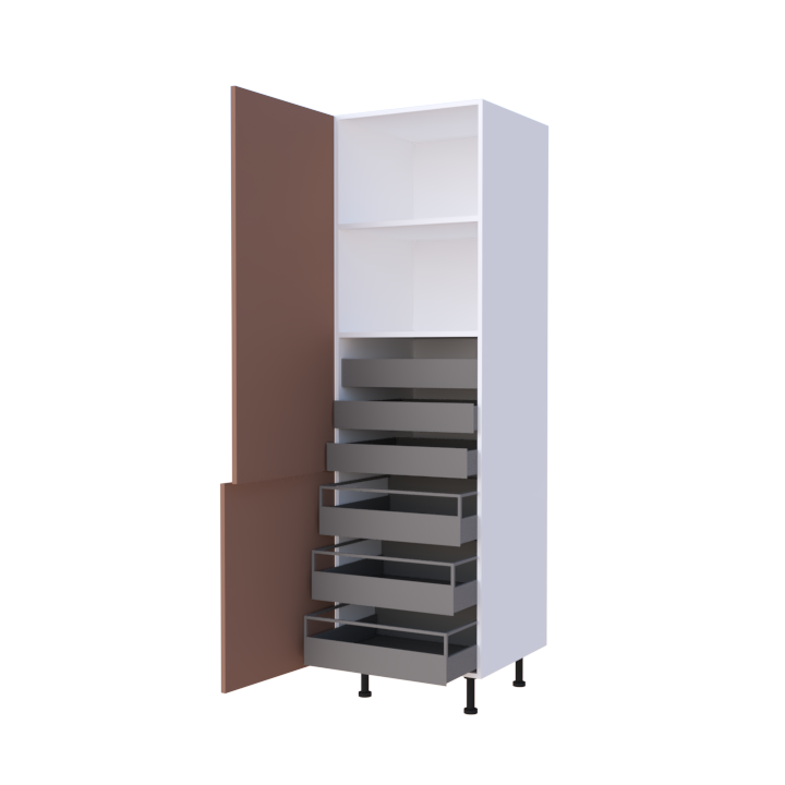 Colonne 1 porte + 6 tiroirs intérieurs - Larg. 60cm - Haut. 215cm (pieds inclus)