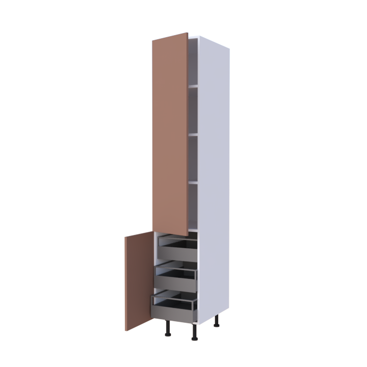 Colonne 2 portes + 3 tiroirs intérieurs - Larg. 40cm - Haut. 235cm (pieds inclus)