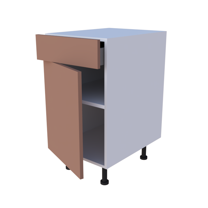 Meuble bas 1 porte + 1 tiroir - Larg. 45cm - Haut. 85cm (pieds inclus)