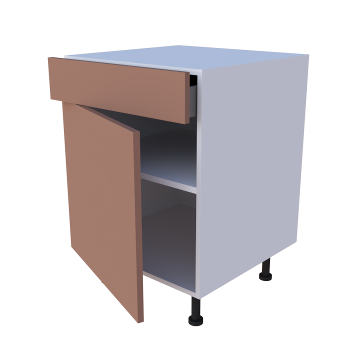 Meuble bas 1 porte + 1 tiroir - larg. 60 cm - Haut. 85cm (pieds inclus)