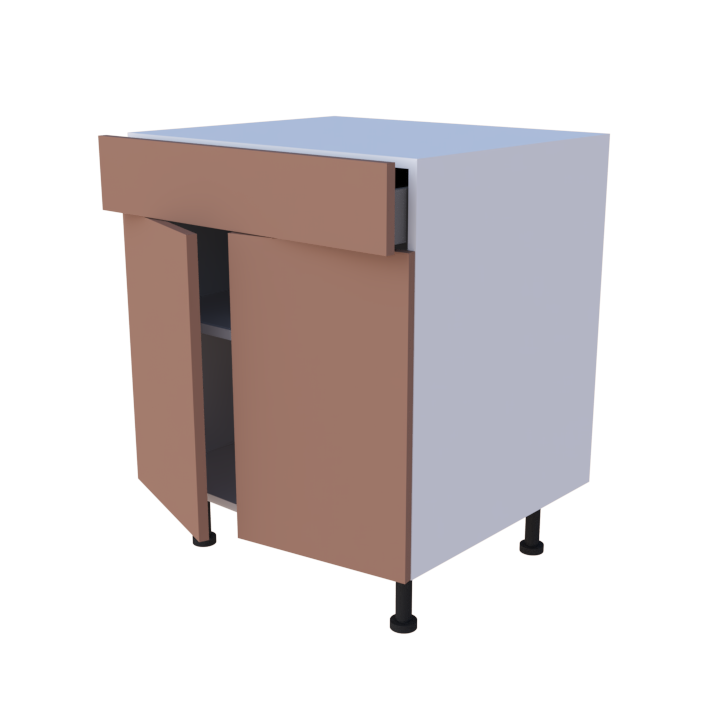 Meuble bas 2 portes + 1 tiroir - larg. 70 cm - Haut. 85cm (pieds inclus)