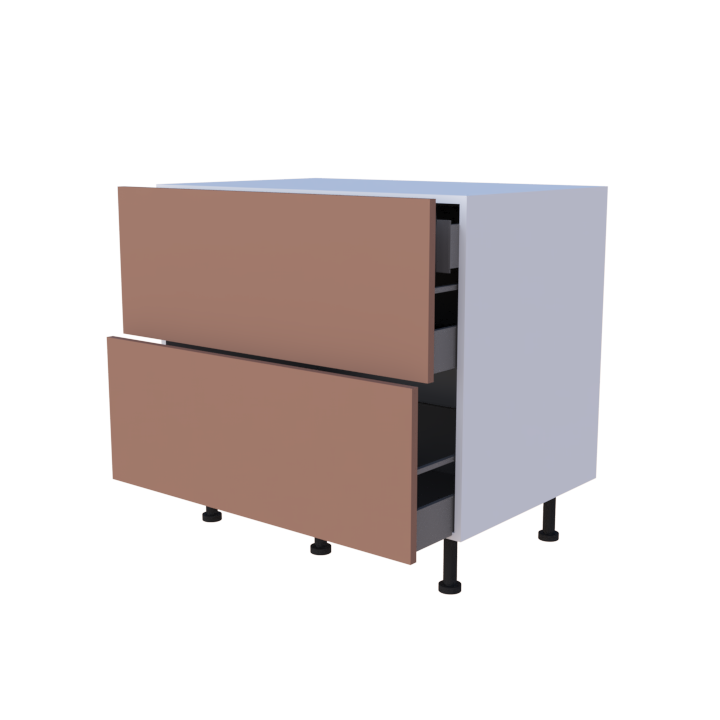 Meuble bas 2 casseroliers avec 1 tiroirs caché - larg. 90 cm - Haut. 85cm (pieds inclus)
