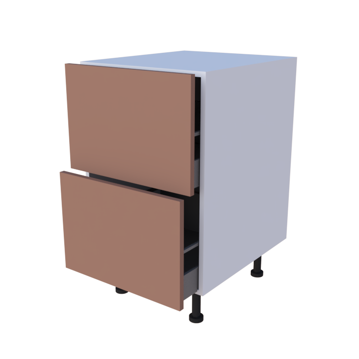 Meuble bas 2 casseroliers - larg. 50 cm - Haut. 85cm (pieds inclus)