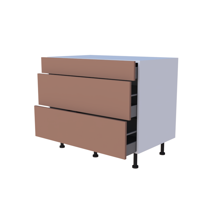 Meuble bas 3 casseroliers - larg. 100cm - Haut. 85cm (pieds inclus)