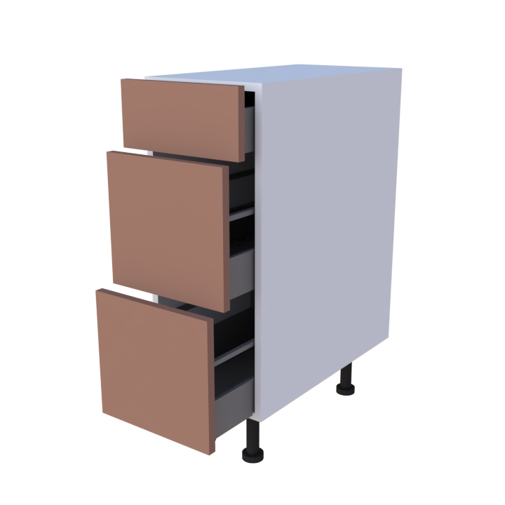 Meuble bas 3 casseroliers - larg. 30 cm - Haut. 85cm (pieds inclus)