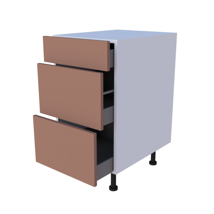 Meuble bas 3 casseroliers - larg. 45cm - Haut. 85cm (pieds inclus)