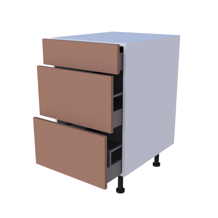 Meuble bas 3 casseroliers - larg. 50cm - Haut. 85cm (pieds inclus)