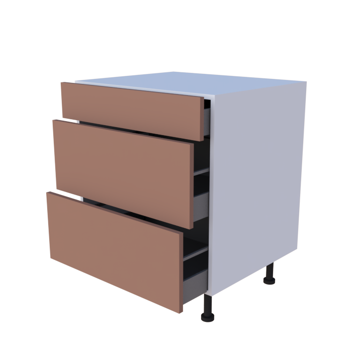 Meuble bas 3 casseroliers - larg. 70cm - Haut. 85cm (pieds inclus)