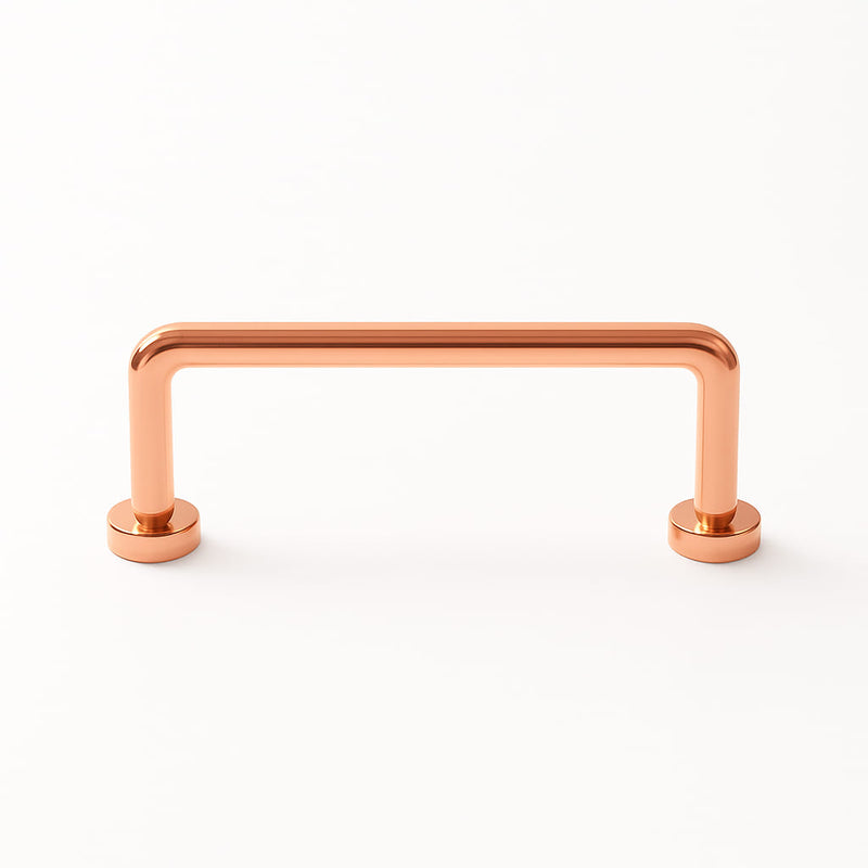 Poignée de meuble cuisine 110mm métal cuivré, finition vintage pour façade sur mesure