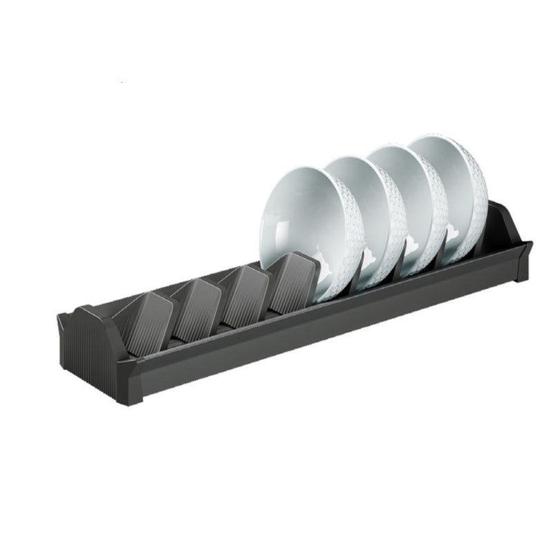 Support égouttoir aluminium gris à cloisons ajustables pour bols, tiroir de cuisine 470mm