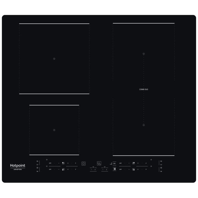 Plaque induction Hotpoint 4 foyers 7200W avec zone Combi Duo, cuisine contemporaine