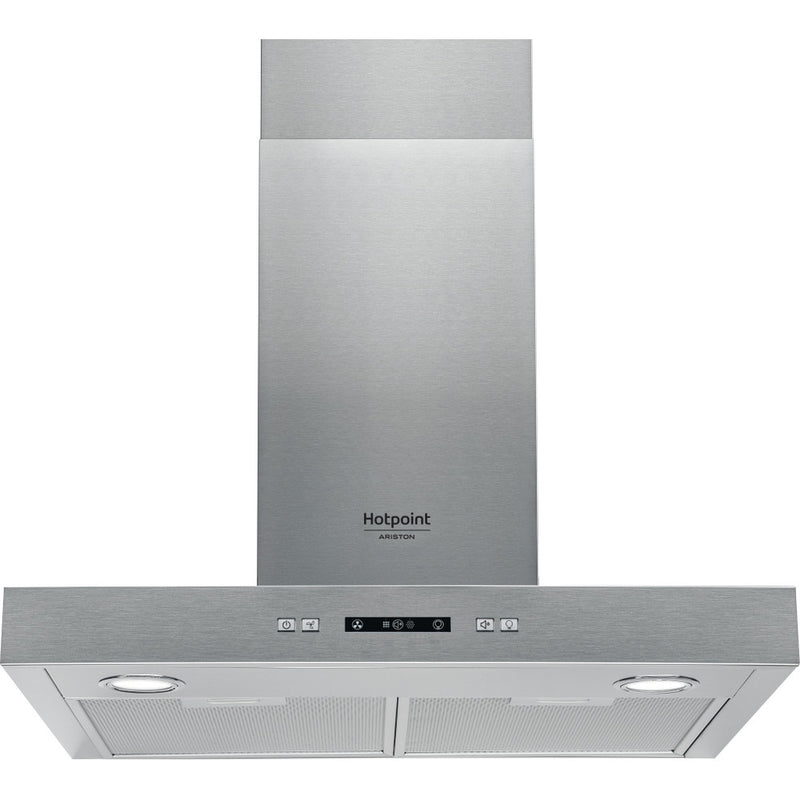 Hotte décorative murale inox 60cm Hotpoint, débit 432m³/h, cuisine contemporaine