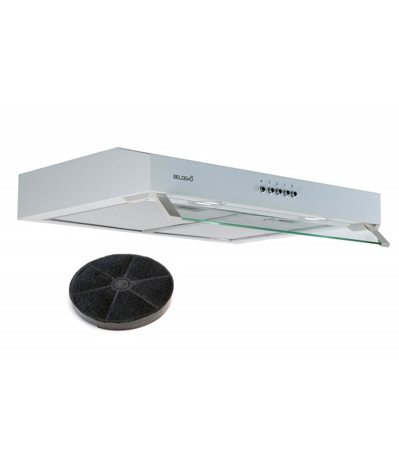 Hotte casquette blanche extra-plate 60 cm, design épuré pour cuisine moderne