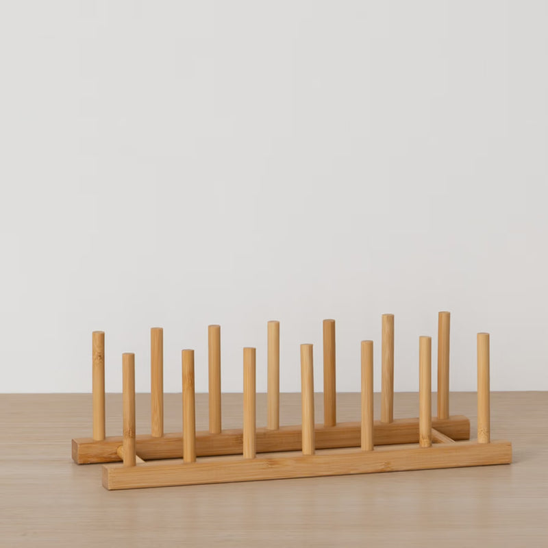 Rack porte-assiettes vertical en bambou 6 emplacements pour tiroir ou placard, 11,5x30x9,5cm