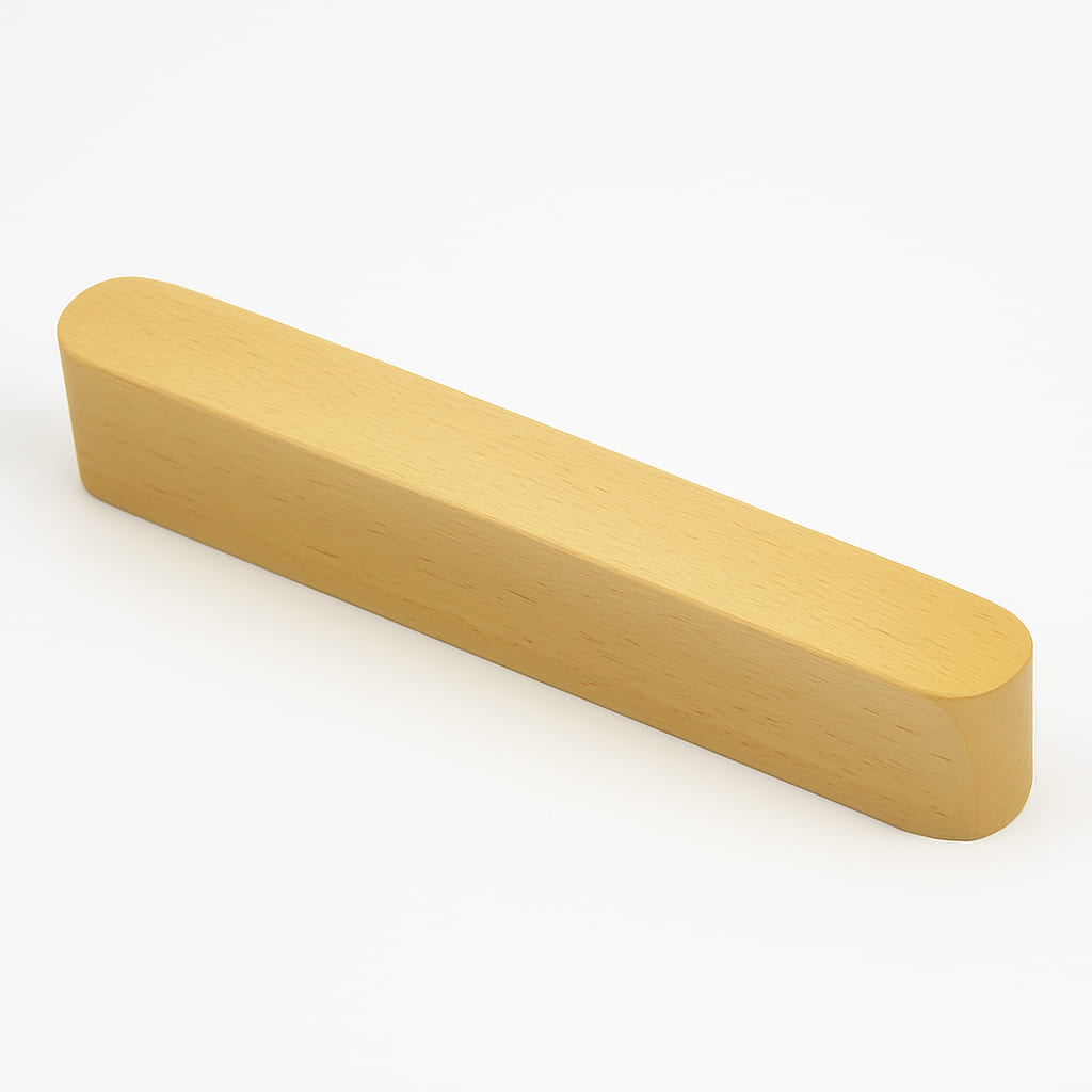 Poignée de meuble cuisine 150mm en bois clair, finition naturelle sur mesure