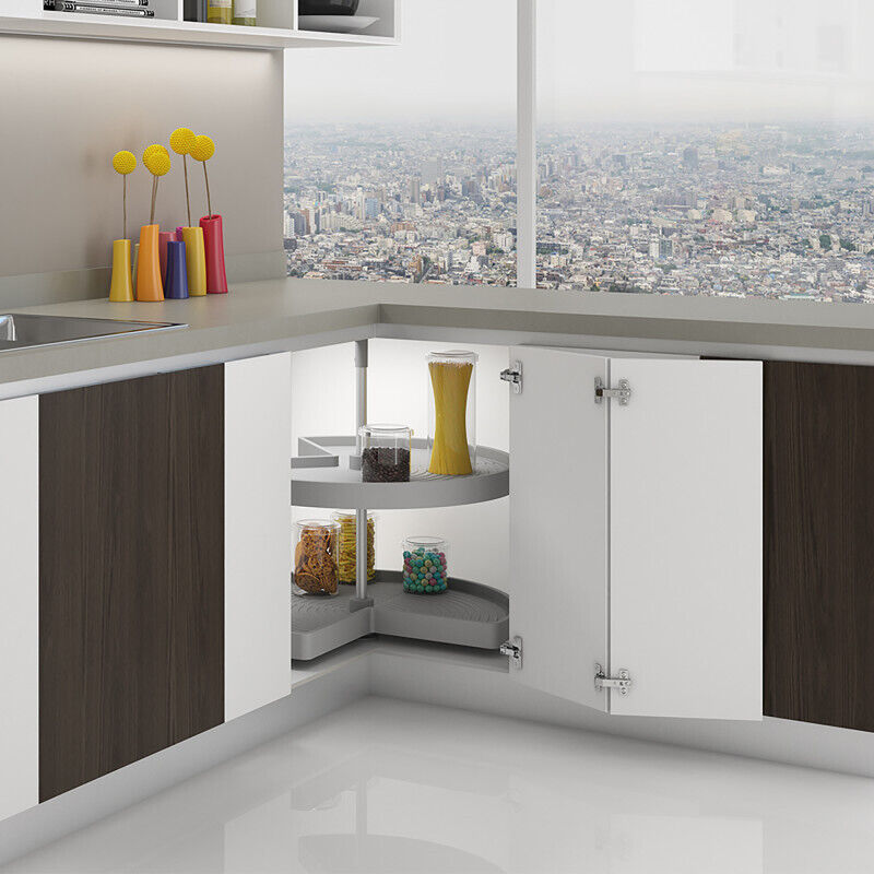 Plateaux tournants 3/4 : 2 plateaux Ø710 mm polyéthylène gris, barre alu anodisé mat