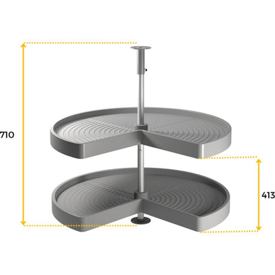 Plateaux tournants 3/4 : 2 plateaux Ø710 mm polyéthylène gris, barre alu anodisé mat