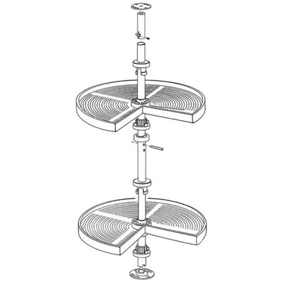Plateaux tournants 3/4 : 2 plateaux Ø710 mm polyéthylène gris, barre alu anodisé mat