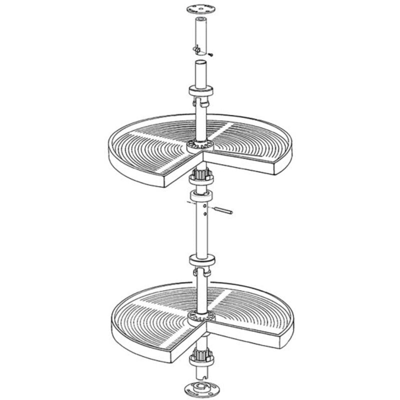 Plateaux tournants 3/4 : 2 plateaux Ø710 mm polyéthylène gris, barre alu anodisé mat