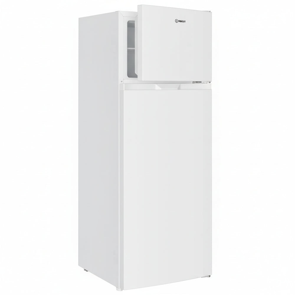 Réfrigérateur congélateur combiné INDESIT blanc 206L, format compact 55cm, éclairage LED