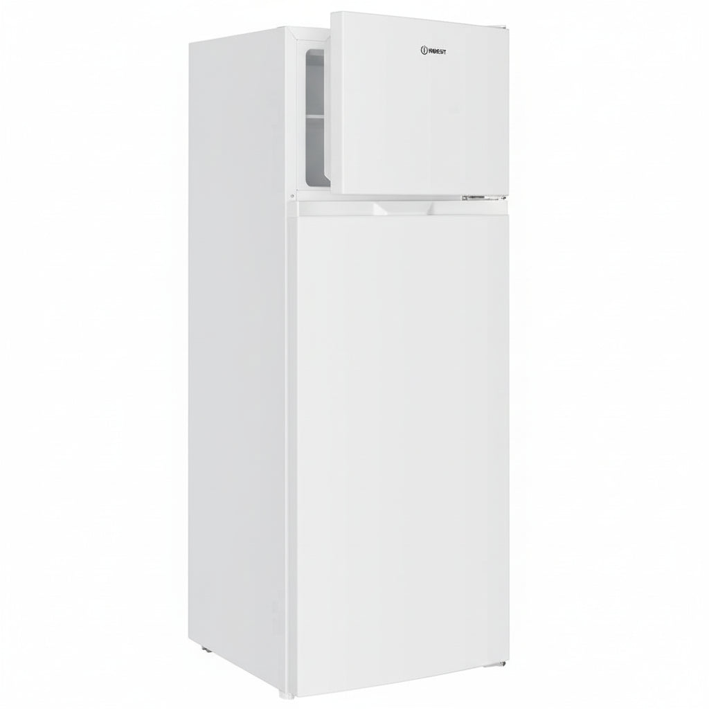 Réfrigérateur congélateur combiné INDESIT blanc 206L, format compact 55cm, éclairage LED