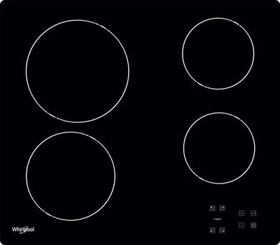 Plaque vitrocéramique WHIRLPOOL AKT8090NENEW : 4 foyers noir, 4 minuteurs indépendants et commandes sensitives