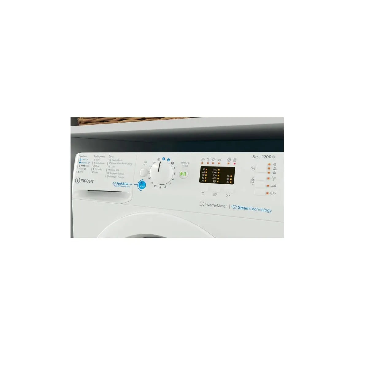 Lave-linge hublot INDESIT : 8 kg, Classe B, 1 200 tr/min, Moteur Induction et Push&Go Steam