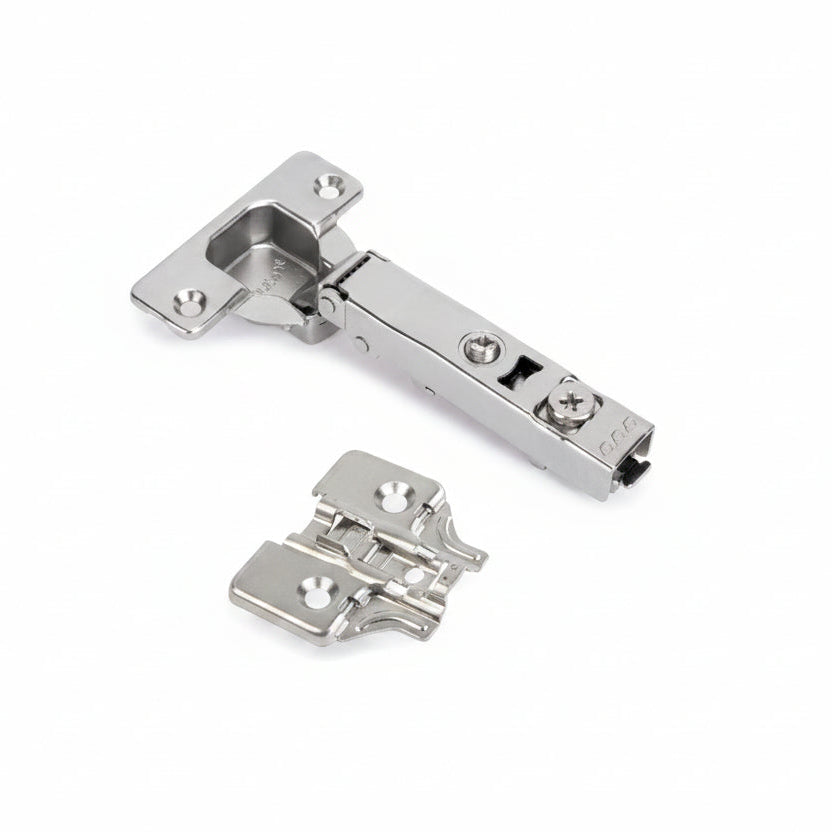 Charnière droite amortie Ø35 mm acier nickelé, ouverture 105° réglage 3D pour porte de cuisine