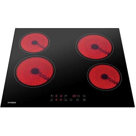 Plaque vitrocéramique HYUNDAI HY-PLVIT4-001 : 4 foyers encastrable 6000 W noir, touches sensitives, minuteur et verrouillage enfant