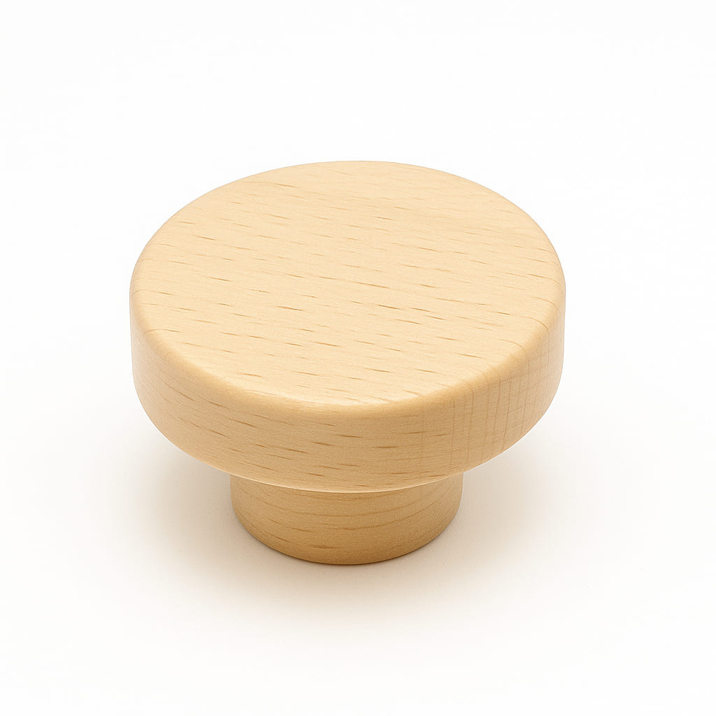Poignée bouton de cuisine 40mm en bois clair, finition naturelle sur mesure