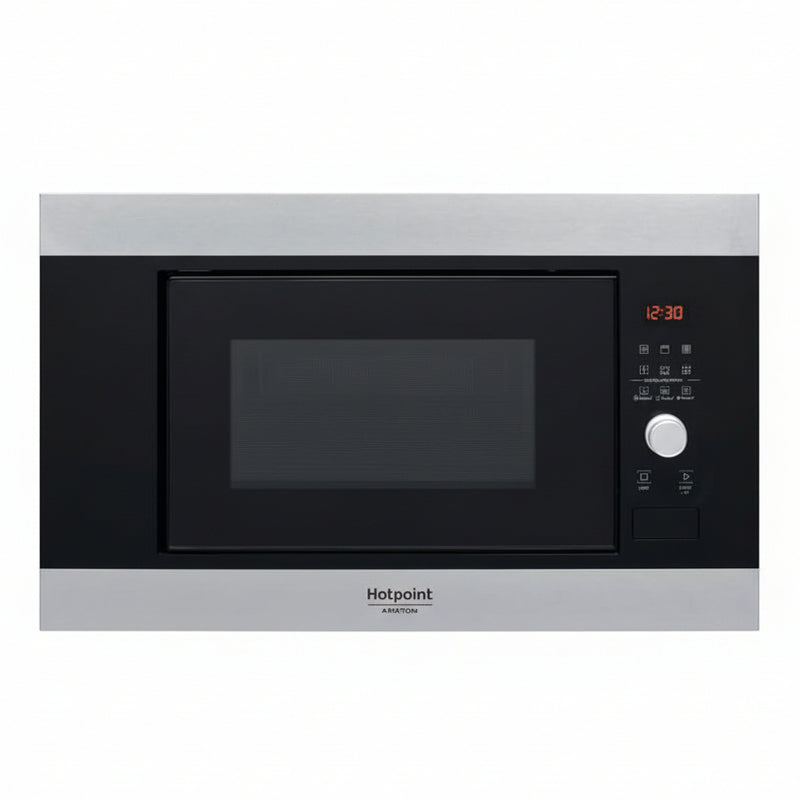 Micro-ondes encastrable grill 20L Hotpoint finition acier inoxydable, intégration cuisine moderne
