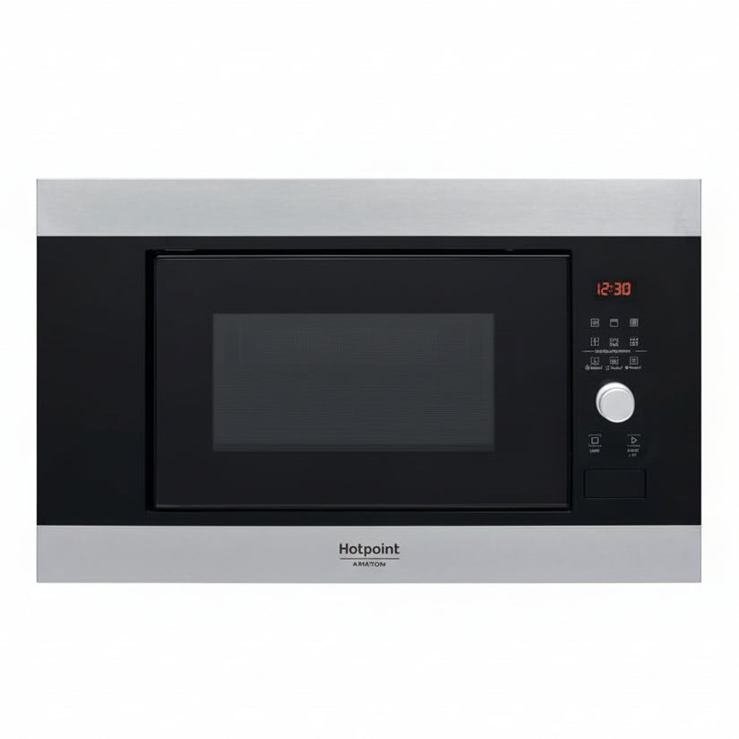 Micro-ondes encastrable grill 20L Hotpoint finition acier inoxydable, intégration cuisine moderne