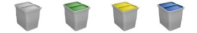 Set 6 poubelles tri sélectif tiroir : 3 x 14 L + 3 x 6 L — base fixatrice + seaux inclus, pour meuble 80 cm