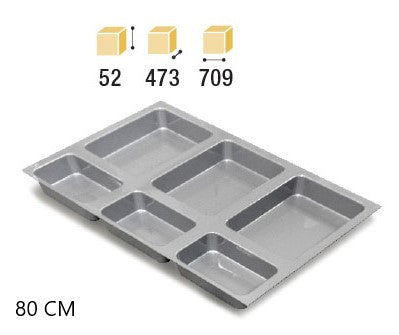 Set 6 poubelles tri sélectif tiroir : 3 x 14 L + 3 x 6 L — base fixatrice + seaux inclus, pour meuble 80 cm