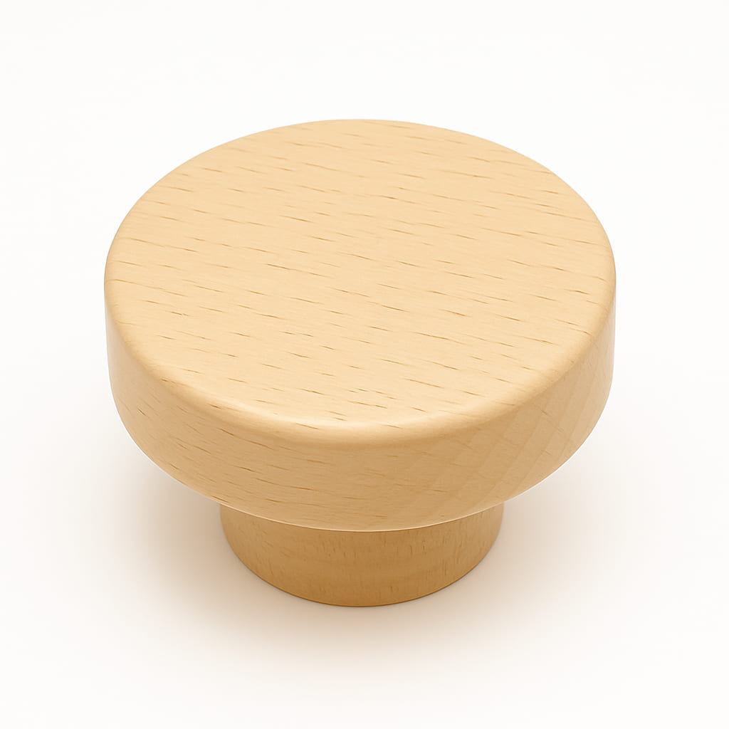 Poignée bouton ronde 50mm en bois clair pour meuble de cuisine sur mesure