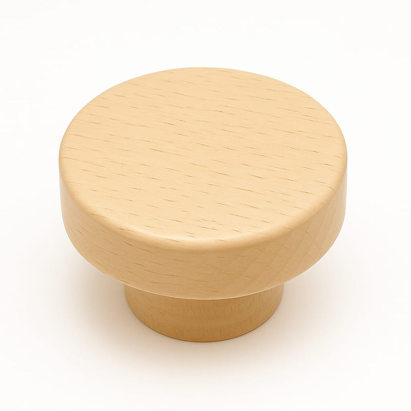 Poignée bouton ronde 50mm en bois clair pour meuble de cuisine sur mesure