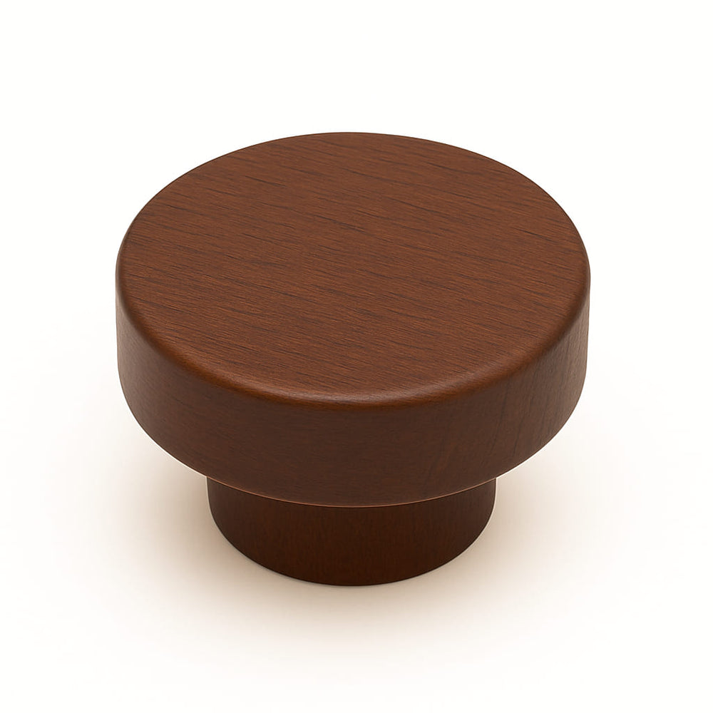 Poignée bouton de cuisine 50mm en bois foncé, finition naturelle chaleureuse