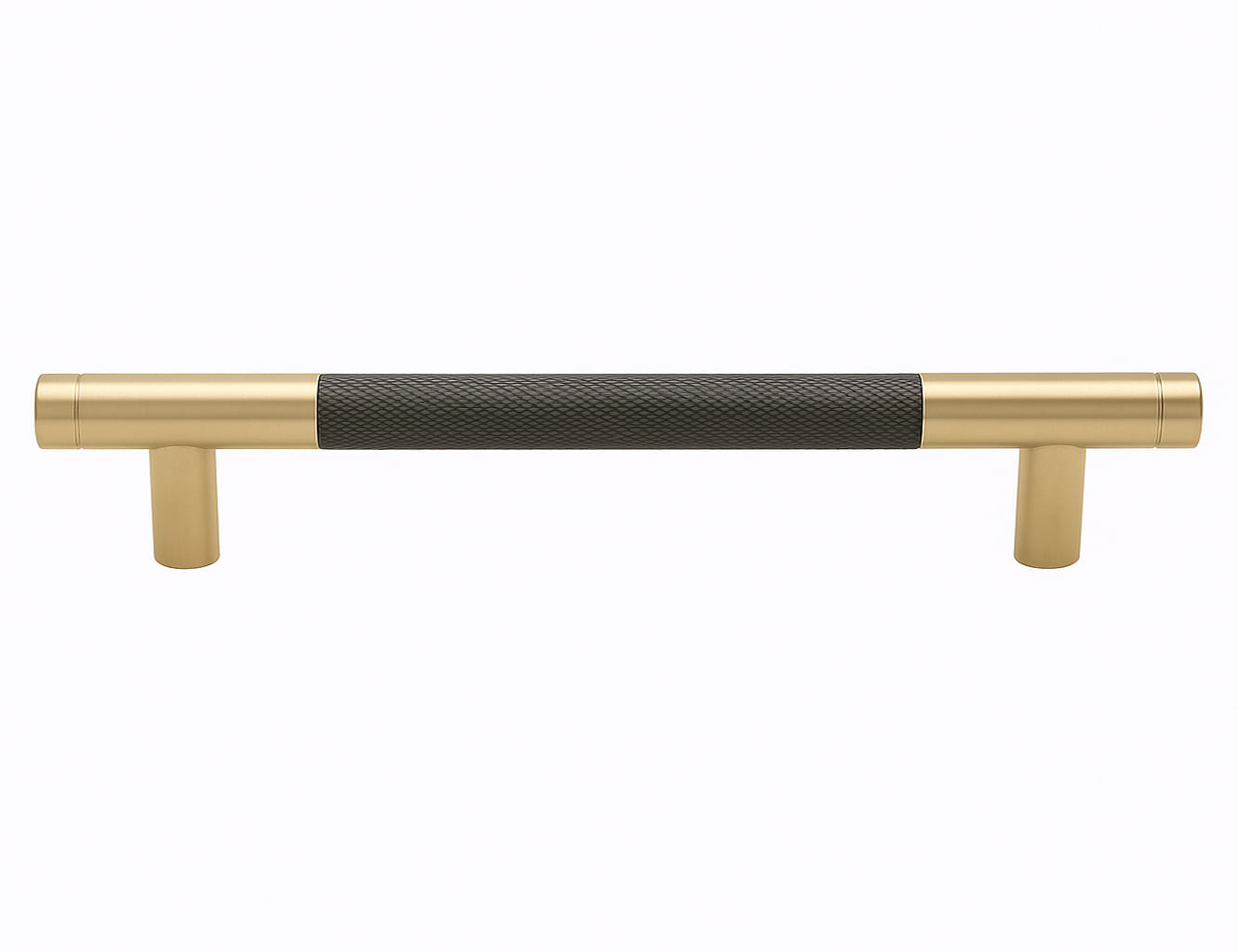 Poignée de meuble cuisine 157mm métal bicolore doré et anthracite, finition moderne